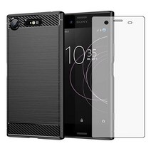 Asuwish Sony Xperia XZ1 케이스 +1장 유리 SO-01K/SOV36 탄소 섬유 내충격 TPU 소프트 커버 충격 흡수 박형 상처 방지 무선 충전 대응 익스페리아 x, SLEEP36