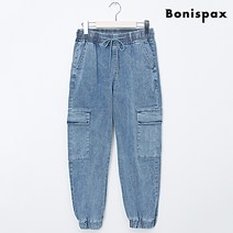 보니스팍스 카고 데님 밴딩 조거 여성 롱 팬츠 (XO1TA003L0)