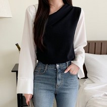 청평화 디엔아 배색 랩 티셔츠
