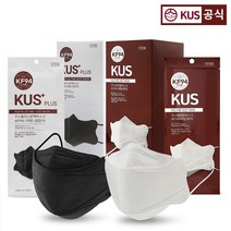 KF94 KUS 쿠스마스크(50매 100매 개별포장) 대형 황사 미세먼지 방역용 피부저자극 귀편한, 쿠스마스크 플러스(검정) 50매
