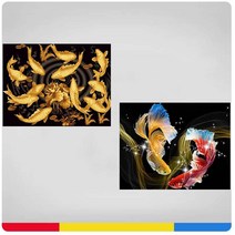 엠제이에스 (2개) 보석십자수 캔버스형 50x40cm 세트 비즈 큐빅, 05 : 잉어모음