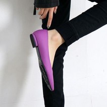 브이와이 여자 퍼플단화 낮은 솔리드 샤프 플랫슈즈