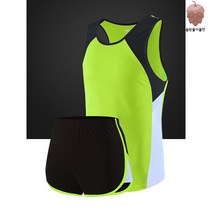 마라톤복 2인3각 마라톤싱글렛 육상복 마라톤런닝복 마라톤경기복세트 형광 그린 커플, 30, 형광그린(남)