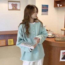 여성 빅사이즈 맨투맨 루즈핏 티셔츠 오버핏 옆트임 박스티 모자 없음 후드 러블리 시크 인 어 느슨한 대학 긴팔 의류 모든 경기 퓨어 심플한 디자인 넉넉한 핏 캐쥬얼한 기모원단