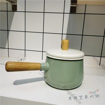 IKEA 우유 냄비 작은 수프 스튜 나무 손잡이 법랑 감성냄비 5212537030, 그린 1.5L