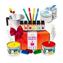 캔들 만들기 키트 - 쉬운 DIY 제작 성인 및 어린이 아름다운 향초 스타터 올인원 제품 소이 왁스 향수 오일 면 심지 캔들 틴 예술 공예 취미