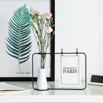 추억 사진 액자 프레임 포토테이블 사진인화 액자틀 캘리그라피 새로운 현대 크리 에이 티브 철 라인 꽃 냄비 꽃병 스탠드 엽서 클립 홀더 홈 장식, Black