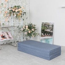 4단(중) 알러지케어 접이식매트리스 바닥 토퍼 매트 발수원단, 4단 마이크로 블루(중)