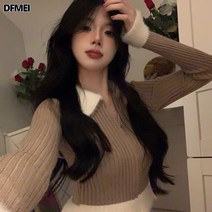 DFMEI 항미차에 차냄새 투피스 여세트 소양 숏 니트 가디건 힙 스커트