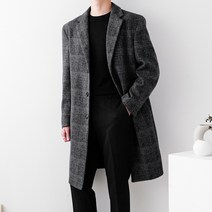 글렌체크 울 캐시미어 세미 싱글 롱 코트(2color)