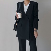 화이트폭스 심플투버튼노카라자켓