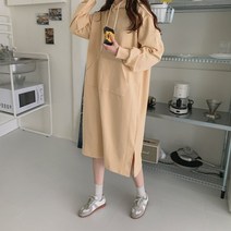 여자 깔끔한 여친룩 집앞패션 심플 무지 후드 롱원피스