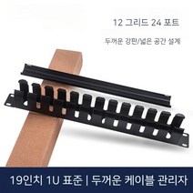 점퍼스루 랙타입 24포트 통신 전산 랙 케이블 정리 1U, 19인치 1U 12x2 포트, 1개