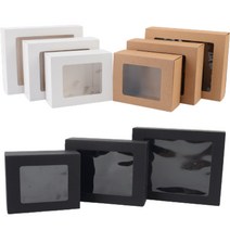 사각 투명창 접이식 단상자 크라프트 에그 타르트 백일 떡 화과자 악세사리 팔찌 시계 비누 답례 선물 기프트 기념품 쿠키 도넛 홍보뭏 포장 케이스 종이 박스, 소 - 화이트