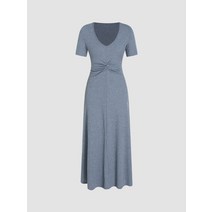 트위스트 하이웨이스트 쇼트슬리브 맥시원피스