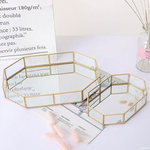 일호 장신구 골드테두리 팔각 글래스 트레이, 골드테두리팔각글래스트레이(대)