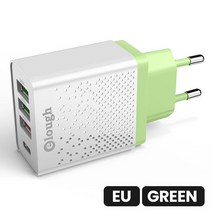 Elough 20W 3U + PD USB 충전기 고속 4.0 QC 아이폰 12 프로 XS 삼성 호환 화웨이 샤오미 Laptod, 04 4 Ports EU Green