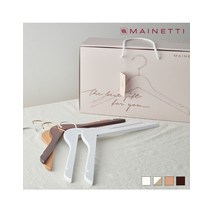 메이네티 원목 옷걸이 기프트세트 (옷걸이 10P+기프트카드+박스 SET), 43cm, White