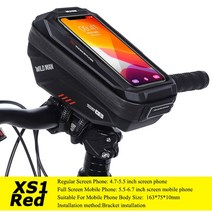 자전거 가방 사이클 백 와일드 맨 하드 쉘 자전거 탑 튜브 가방 방수 자전거 가방 6.7 인치 휴대 전화 케이스 터치 스크린 사이클링 가방 mtb 액세서리, xs1 레드