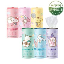 산리오캐릭터즈 차량용 슬림 미용티슈 (60매 6개X1팩) 총 6개, 단품