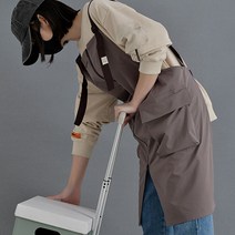 스마일컵 지퍼 카페앞치마 방수 미술 공방 앞치마, 베이지