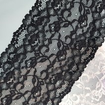 dklace 스판레이스 모음 / 레이스 2030 폭 13cm 자가드 낙하판, 블랙(90cm_1yd)