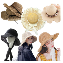 CH1433602 레이스 지사 밀짚모자 왕골 플로피햇 해변 휴가 아가씨 사파리 챙모자