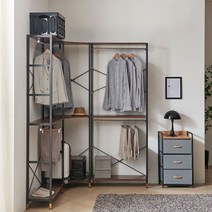 상도가구 모던하임 코너행거 2200 시스템행거 드레스룸행거 코너형행거 행거, W2200_블랙프레임+월넛_CO