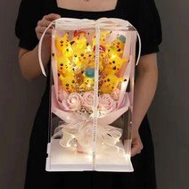 tscorp 포켓몬 인형꽃다발 피카츄 헬로키티 도라에몽 꽃다발 유치원 생일선물 학예회 졸업식, 12개 피카츄+핑크 꽃다발+쇼핑백+LED등
