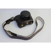 니콘 1 J5 1J5 용 럭셔리 PU 가죽 카메라 케이스 가방 10 30MM 렌즈 스트랩 포함 배터리 열기, Black