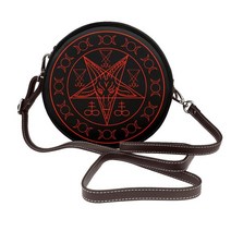 힙색 Baphomet 염소 머리 프린트 숄더백 여성용 작은 라운드 패션 메신저 크로스 바디 백 전화 동전 지갑, 01 colour5