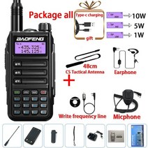 2022 baofeng uv-16 pro mate 10w 고출력 워키 토키 type-c 장거리 방수 uv16 pro v2 트랜시버 햄 양방향 라디오, 블랙 패키지 모두, USB 플러그