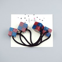 몬드리안 큐브 방울머리끈(1쌍) 5color 유아 여아머리끈