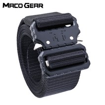 헤비 듀티 전술 벨트 군사 금속 버클 허리 지원 스트랩 스포츠 사냥 훈련 하이킹 야외 유틸리티 몰리, 단일, 1개, B7-Black