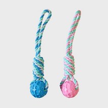 퍼피 이갈이 훈련용 실타래 장난감 볼 블루 노령견, 1개