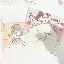 예쁜 소녀의 드레스 일러스트 캐릭터 파스텔 소녀 라벨 귀여운 다꾸 다이어리 메모지, 04 : 무도회