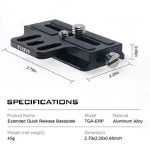TILTA TGA-ERP A7S III BMPCC 4K/6K DSLR 카메라 용 확장 퀵 릴리스 베이스 플레이트 DJI Ronin RS2/RS3 pro/RSC2/RS3, [01] TGA-ERP, 01 TGA-ERP