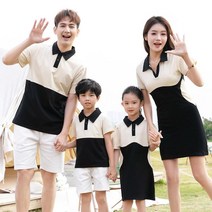 엄마 아빠 시밀러 휴가 가족티 반팔 원피스 카라 바캉스 가족여행 패밀리룩