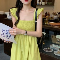 메보 바스트밴딩 날개소매 민소매 나시 a라인 롱원피스