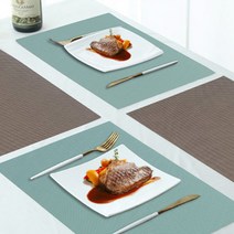 심플 식탁 위에 까는 테이블 매트 상판 미니 테이블보 고무판 런치 셋팅 깔판 세팅 수입 개인 식탁보 덮개 PVC 화장대 식판 꾸미기 깔개 쟁반 트레이 1인 받침대 호텔 데코 4개, 그레이