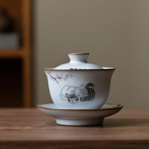 접시 그릇 도자기 중국식 찻잔 컵 식기 세트 중국어 Ru 가마 세라믹 가이완 귀여운 고양이 패턴 필터 여행 휴대용 수제 차 홈 Drinkware 150ml878-878, E - 11.5x9.5cm 150ml+11.5x9.5c