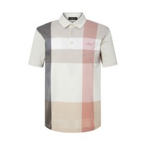 22SS [populet]베이지 체크배색 면혼방 반팔카라티셔츠 WMTS2B001I2