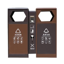 야외분리수거쓰레기통 공원 휴게소 세련된 아파트 국립공원 가정용 재활용 수거함 보관 정리, 화이트그레이