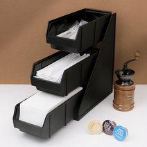 카페 페스트푸드점 냅킨 빨대 3단 정리함 홀더 일회용컵 보관대 정리대