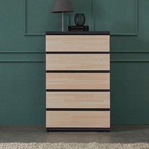 아일라 편백나무 5단 서랍장 800, 색상:그레이편백