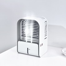 2in1 스마트 미니 가습겸용 선풍기 대용량 배터리 무선사용 탁상용 가정용 사무용 캠핑용, 화이트