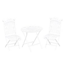 테라스 비치 카페 야외 의자 유럽식 미니어처 금속 흰색 테이블 112 인형 집 방 정원 가구, 하얀