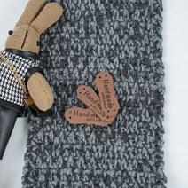 고급 귀여운 핸드메이드 스웨이드 라벨 패치 손뜨개 자수 퀼팅 양모 패브릭 목도리 모자 포인트 꾸미기 장식 선물 제작 마감 마크라메 작품 재료 초코, 가죽블랙