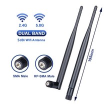 2개 2.4GHz 5.8GHz 듀얼 밴드 5dBi SMA/RP SMA WIFI 안테나 WiFi 라우터 무선 네트워크 카드 드론 IP 카메라, 02 RP-SMA