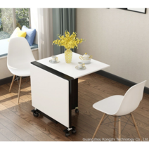 좁은 주방식탁 접이식 테이블 보조 조리대 이동식 식탁 슬라이딩식탁 미니 2인용 거실, 호두나무 웜화이트 80X50X65 이동 가능